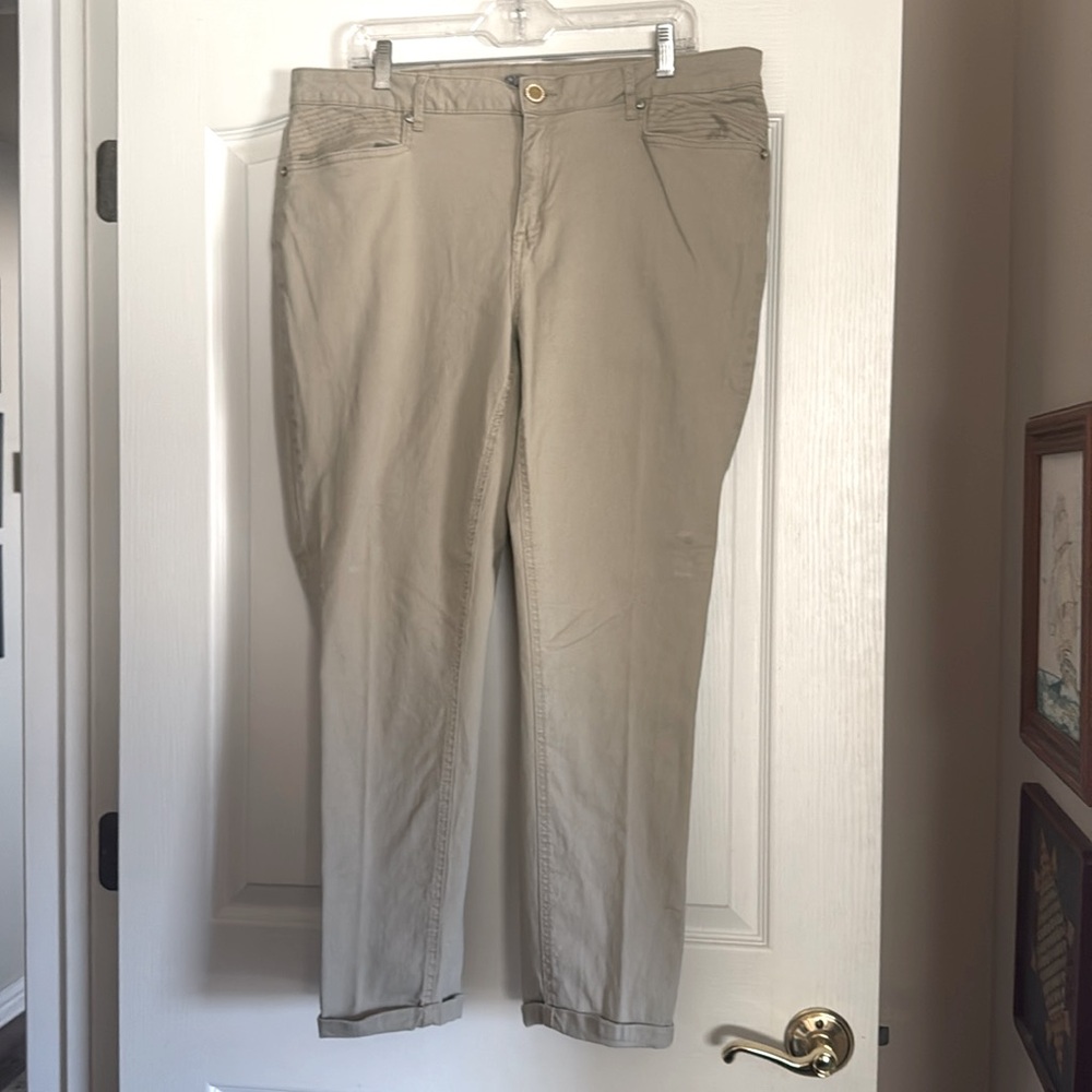 Women khaki thin denim pants new directions 16W